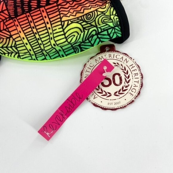 Reversible Bikini Halter Top Multicolor Black Neon Green Juniors Sz L Geometric - Picture 7 of 14